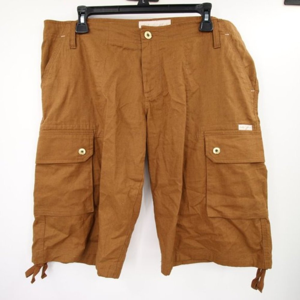 Baby Phat Brown Cargo Linen Shorts Size 13 Y2K Bermuda
